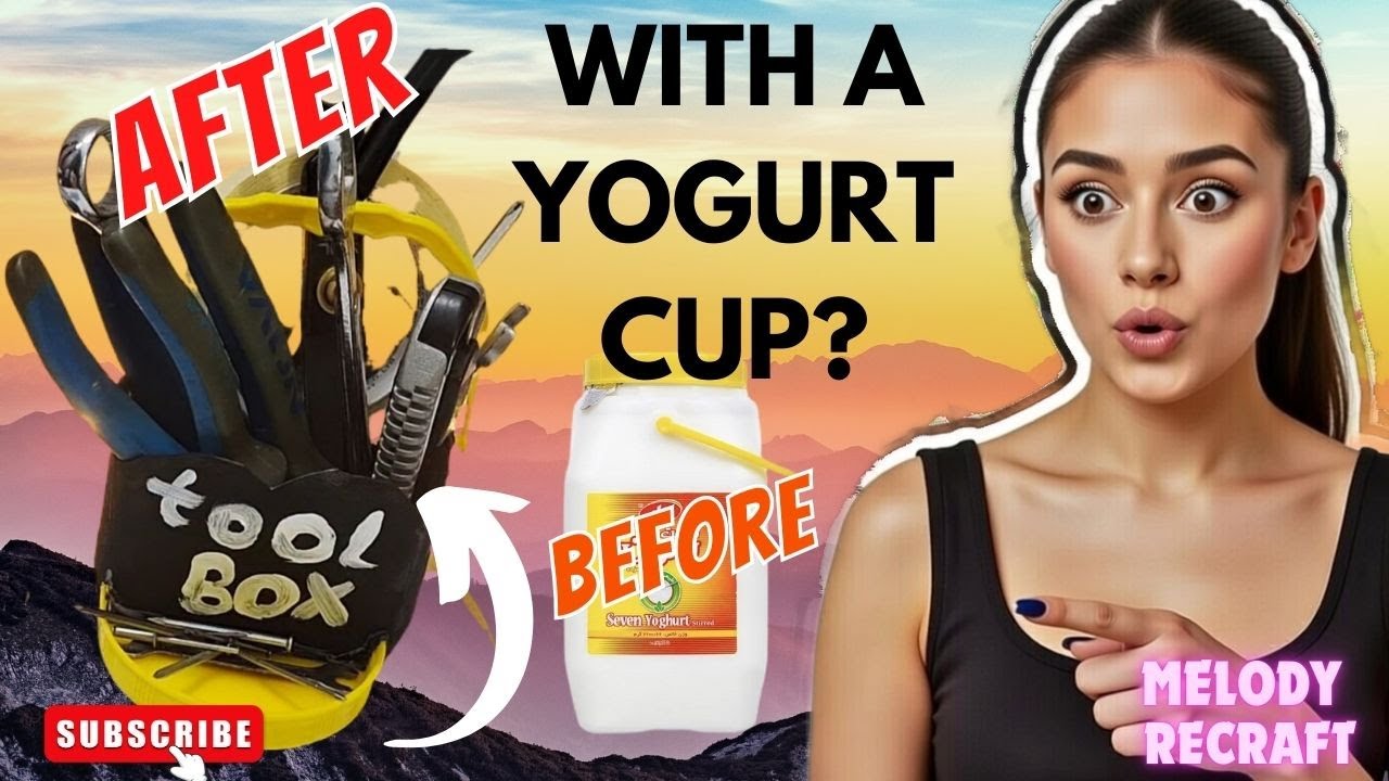 🛠️💕Zero Cost Tool Box Glow Up from a Yogurt Tub!  So Cute & Practical  melody recraft diy