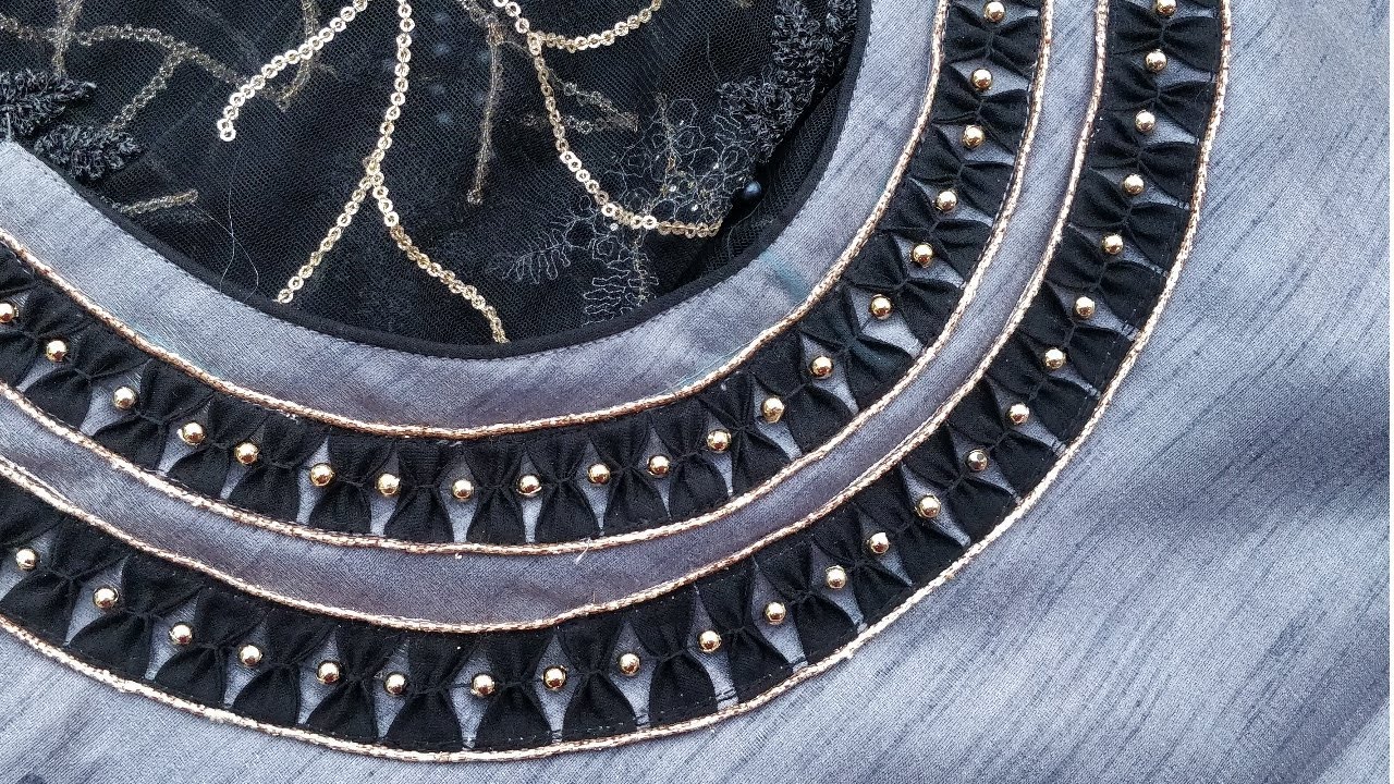 Very creative beaded design /latest boat neck design for kurti