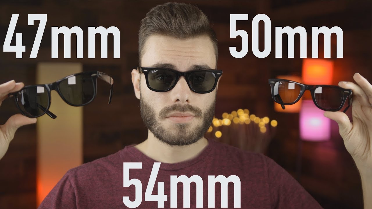 Сравнение размеров Ray-Ban Wayfarer: 47 мм, 50 мм и 54 мм