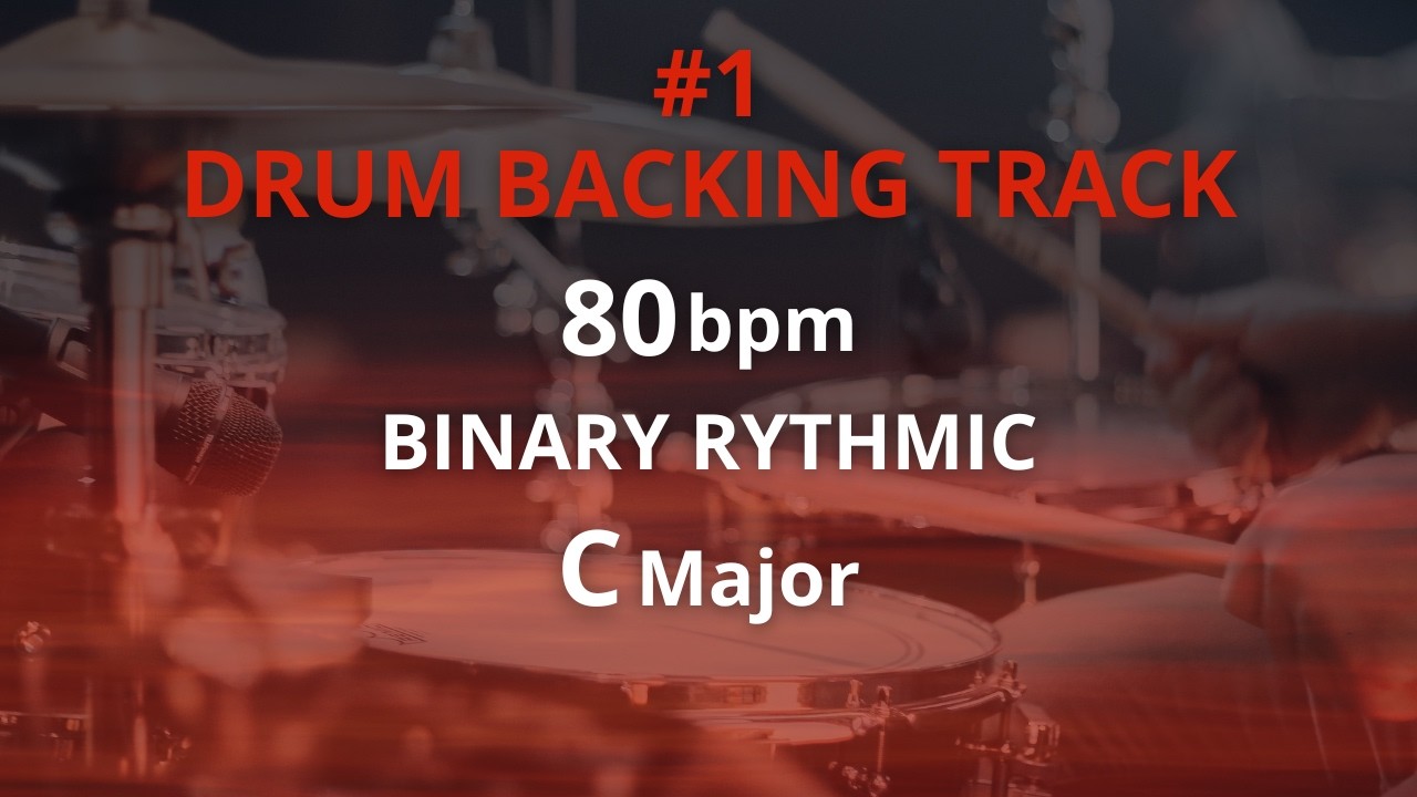 Drum backing track | 80bpm | Binary rhythmic | C Major | #1