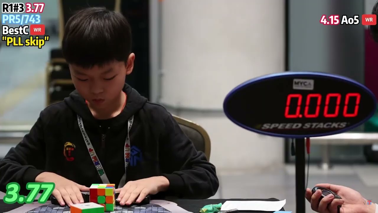 Every Official Sub-4 3x3 Singles from Yiheng Wang (As of March 2025)
