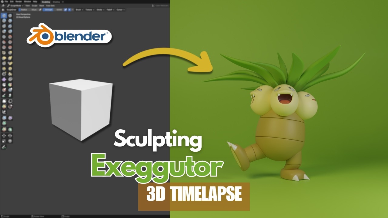 Sculpting Exeggutor in 3D | Full Blender Timelapse