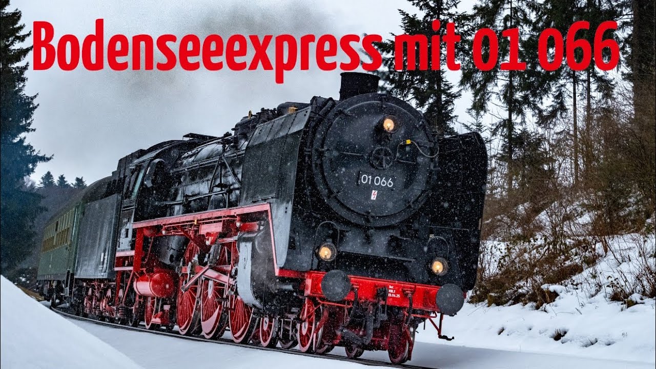 Bodenseeexpress des Bayerischen Eisenbahnmuseums mit Dampflok 01 066, Ellok 110 262 und V100 1365