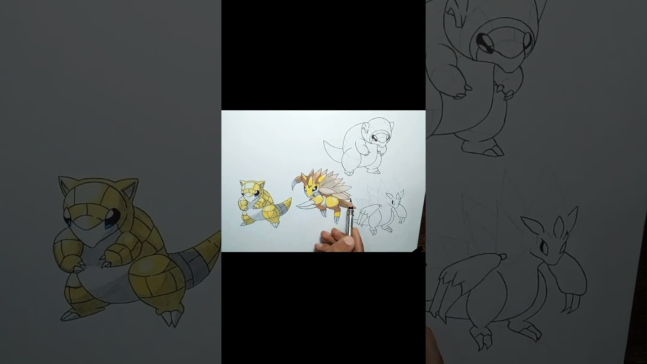 Drawing Sandshrew and Sandslash Pokémon Evolution