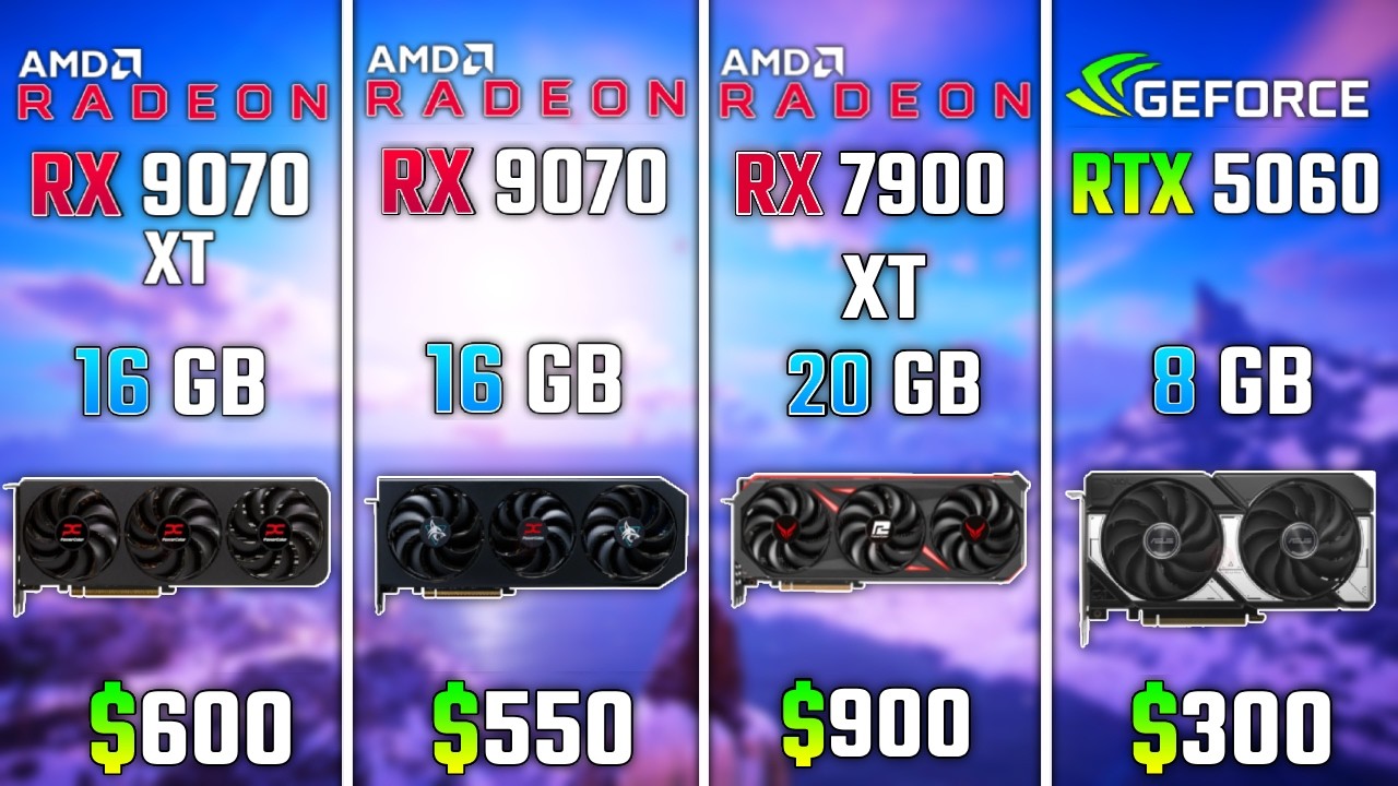 RX 9070 XT vs RX 9070 vs RX 7900 XT vs RTX 5060 | Test in 6 Games