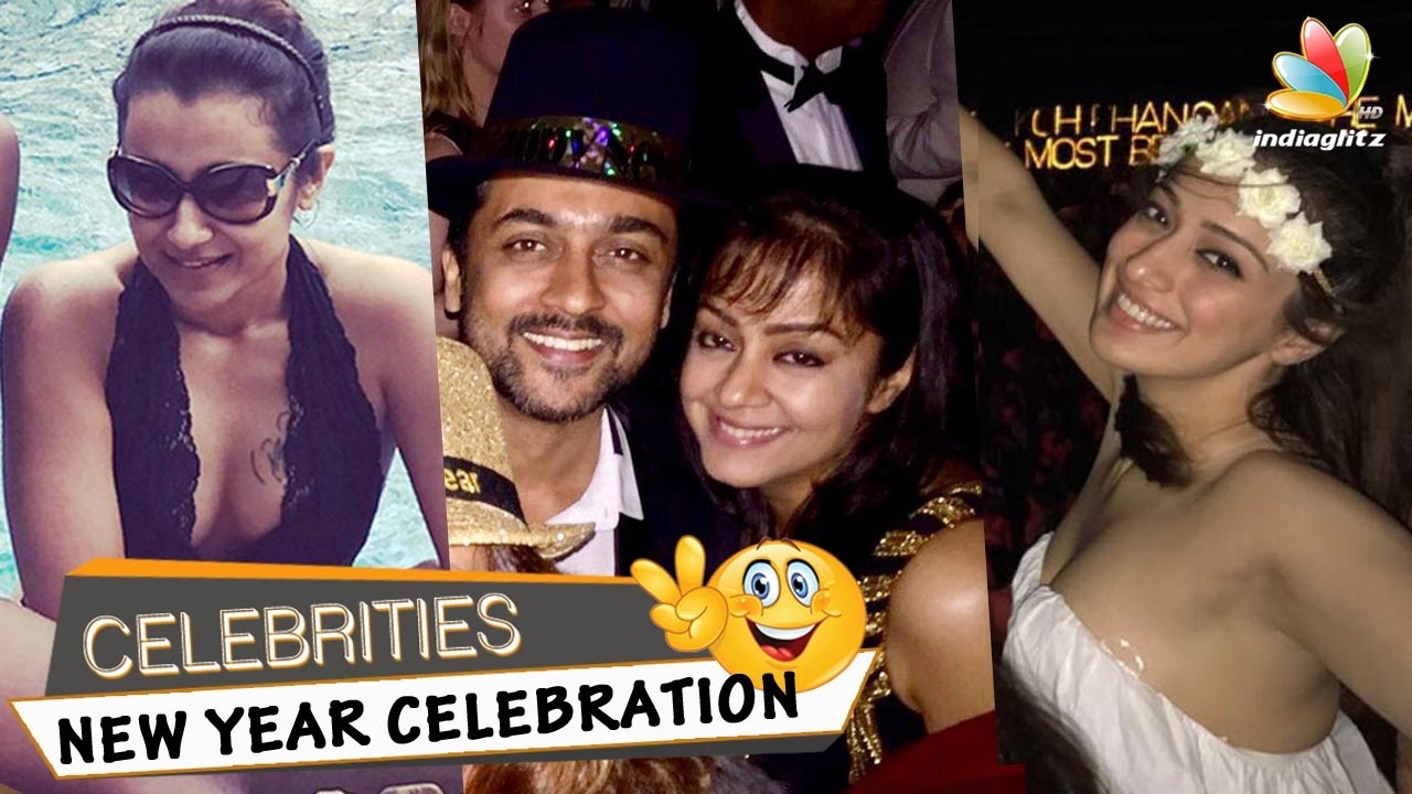 Suriya, Jyothika party hard in Dubai on New Year’s Eve | Trisha, Lakshmi Rai