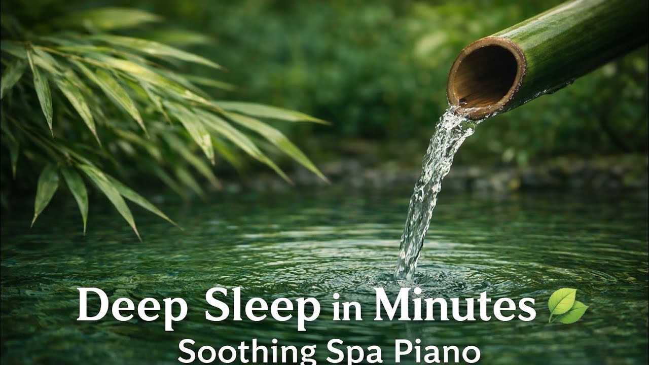 Soothing Spa Piano Music 🌿 Relaxing Sleep Music, Nature Sounds, Bamboo Water Fountain, Calm Music
