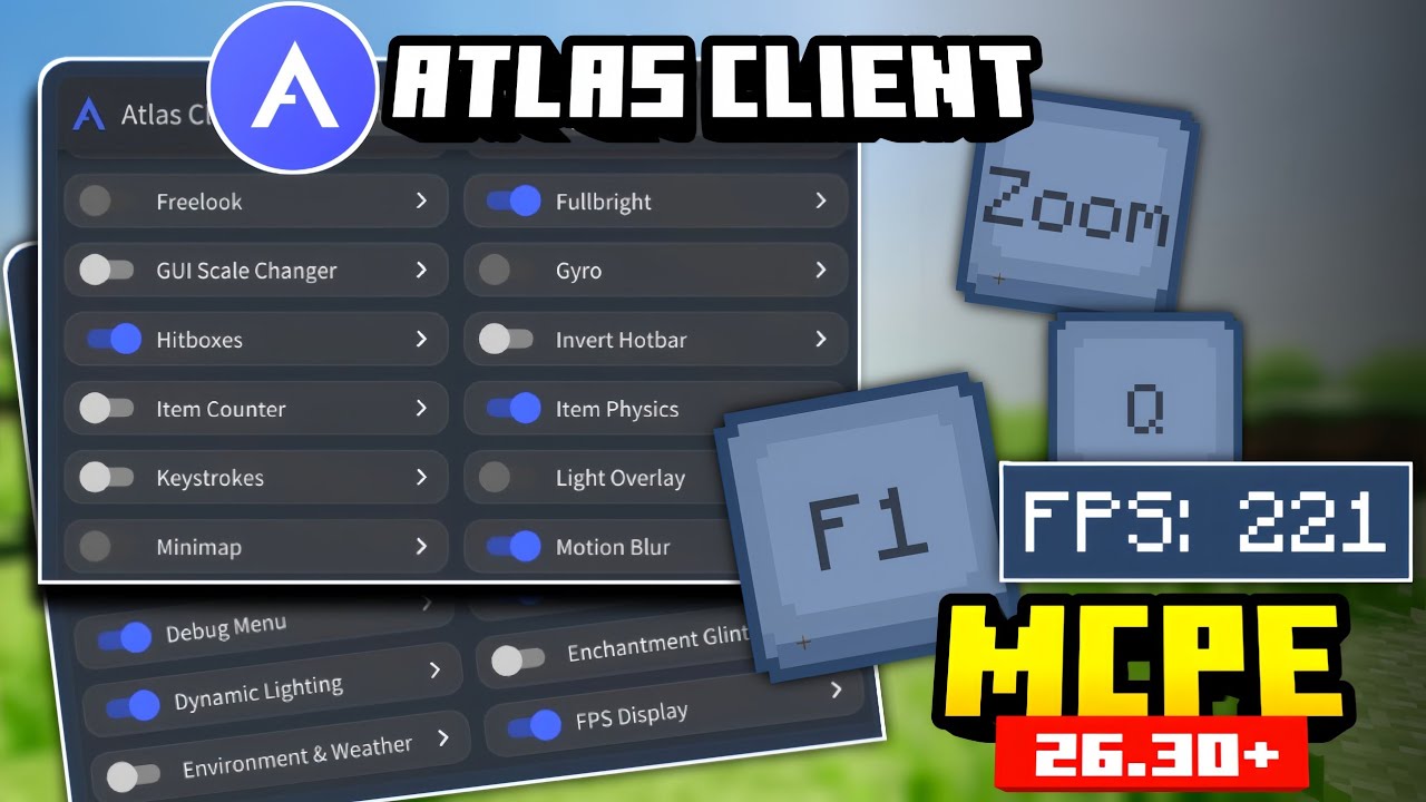 Atlas Client V2 Review for MCPE 26.30+ | Gyro? MiniMap? Dynamic Light?