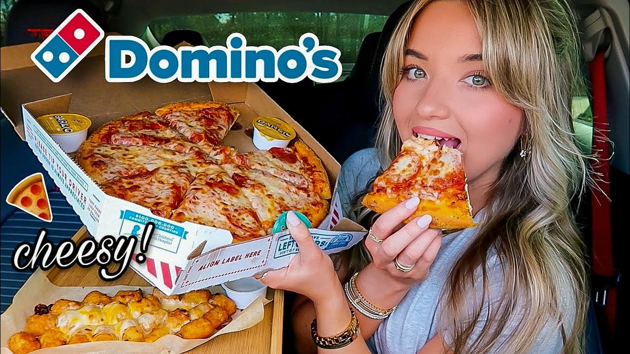 Domino's Mukbang! NEW Cheesy Tots & Pepperoni Pizza