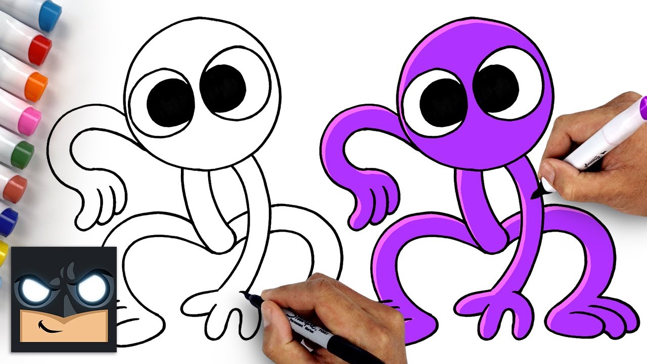 Rainbow Friends 🌈 How To Draw Purple | Draw & Color Art Tutorial