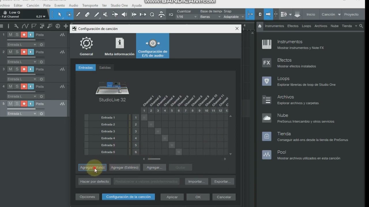 Como Configurar Studio One 4 para grabar MULTIPISTA CON StudioLive 32 o cualquier Interface o Mixer