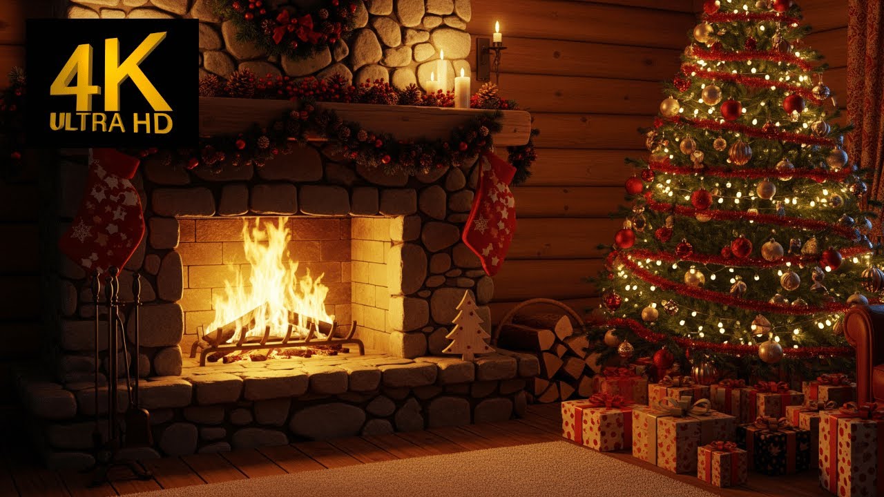 Cozy Christmas Eve 4K | Piano & Fireplace Sounds for Ultimate Holiday Relaxation ❄️🎄