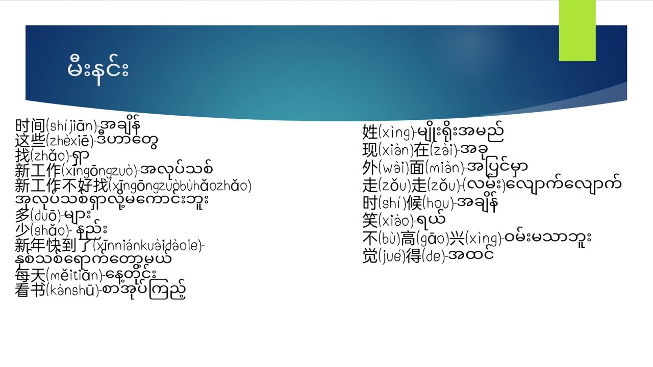 #တရုတ်စာလေ့လာသူများအတွက်#မီးနင်းများ#စကားမပြောတဲ့လူ #မြန်မာ #with pyae