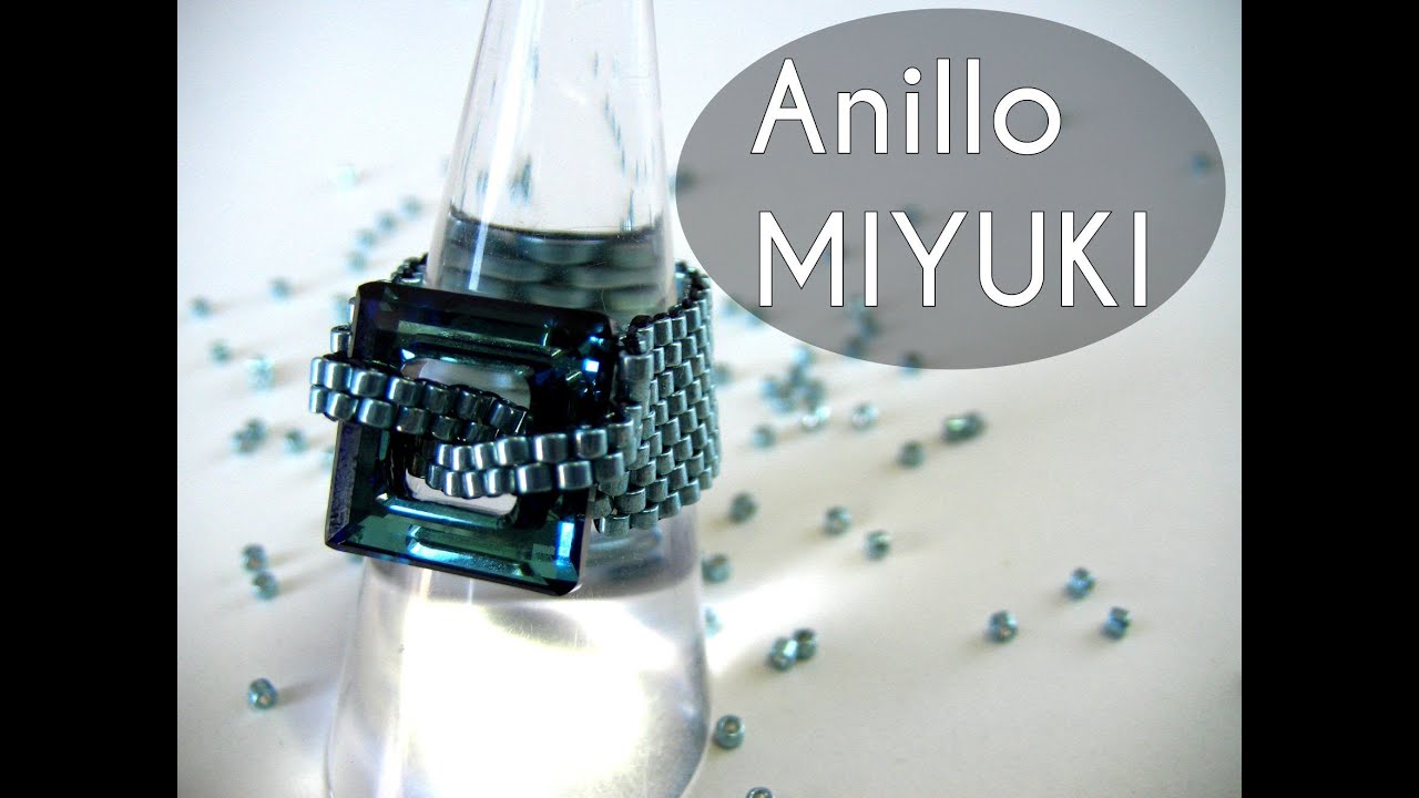 Abalorios Manualidades - Anillo Miyuki con Swarovski Elements