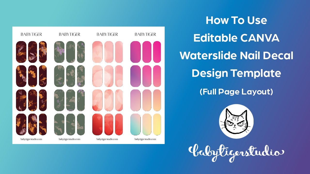 [Tutorial No.1] How to use Editable CANVA Waterslide Nail Decal Templates from Babytiger Studio