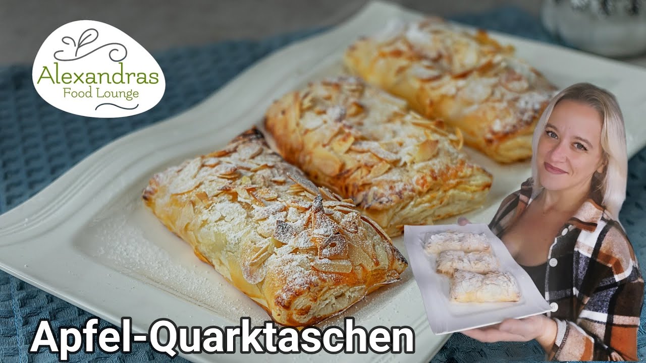 Schnelle Apfel-Quarktaschen in Bl&auml;tterteig/ G&uuml;nstig backen #quarktaschen
