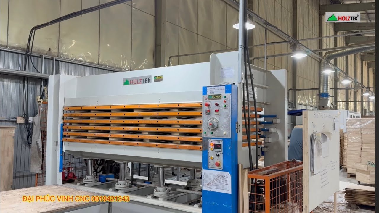 Máy ép nhiệt thủy lực 5 tầng dán veneer siêu đẹp| tại cty Tranformor 