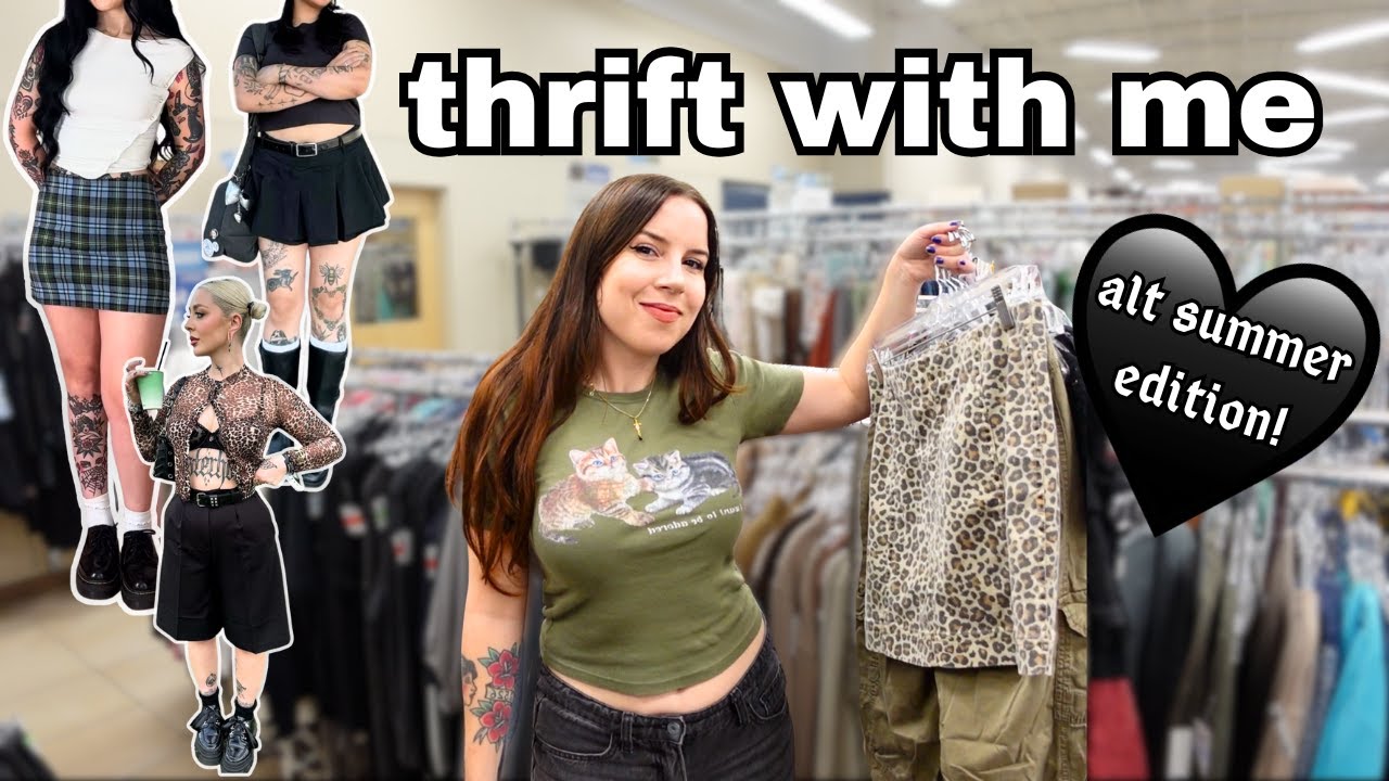 alt baddie summer 🖤 thrift with me + try-on lookbook
