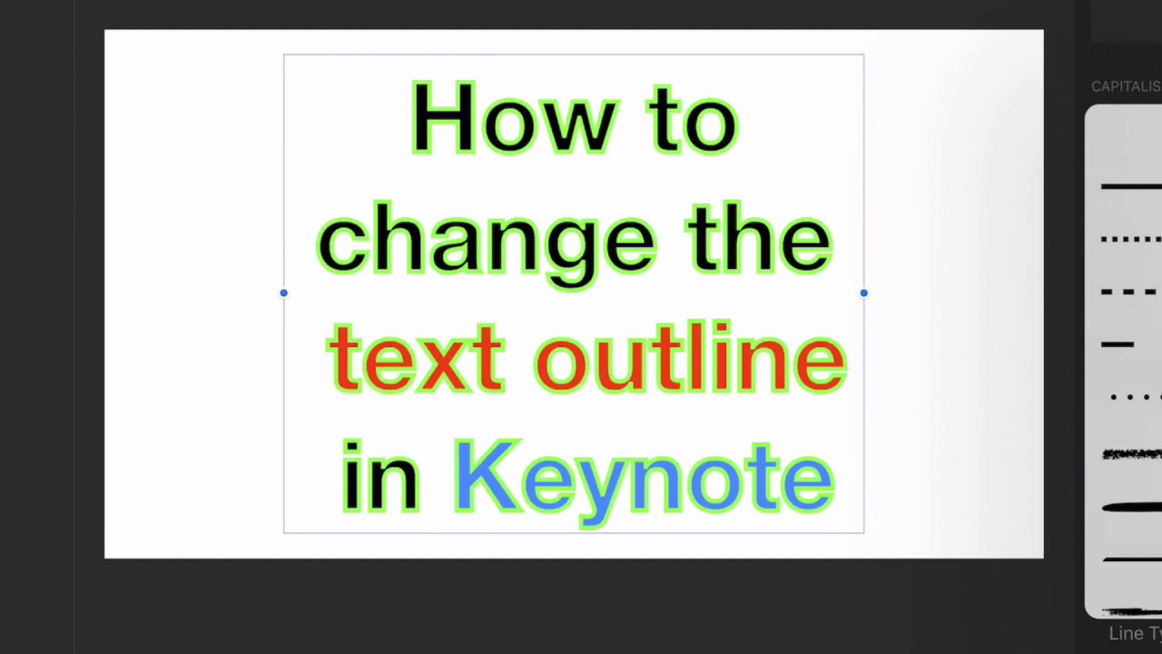 How to change text outline Keynote - iPad