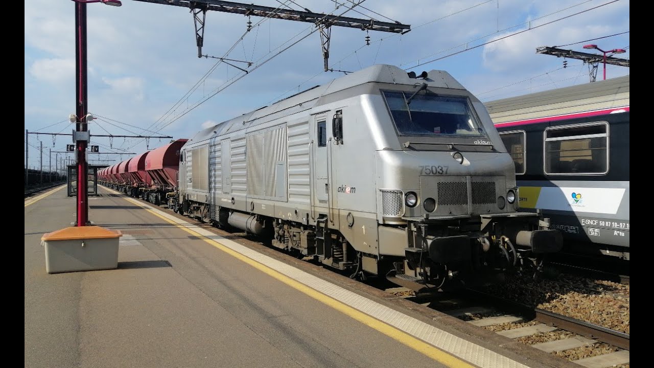 Les Aubrais Marche W Rer  - Trémies - Fret - Porte autos - Euro 4000 - BB 75000 - Traxx - G 1000 ...