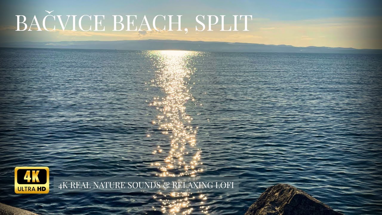 Morning at Bačvice Beach, Split 🇭🇷 | 4K Real Nature Sounds & Relaxing Lofi