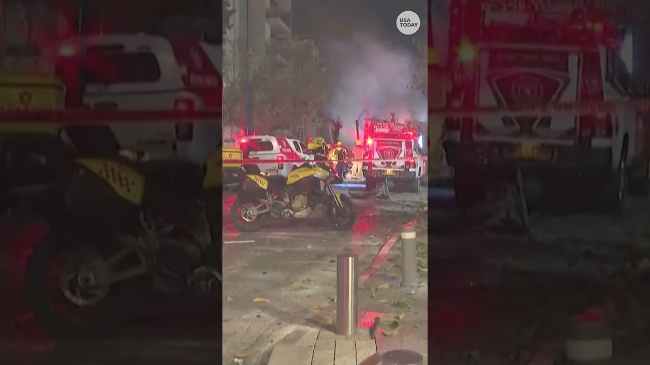Emergency crews respond after Iranian missile hits Tel Aviv