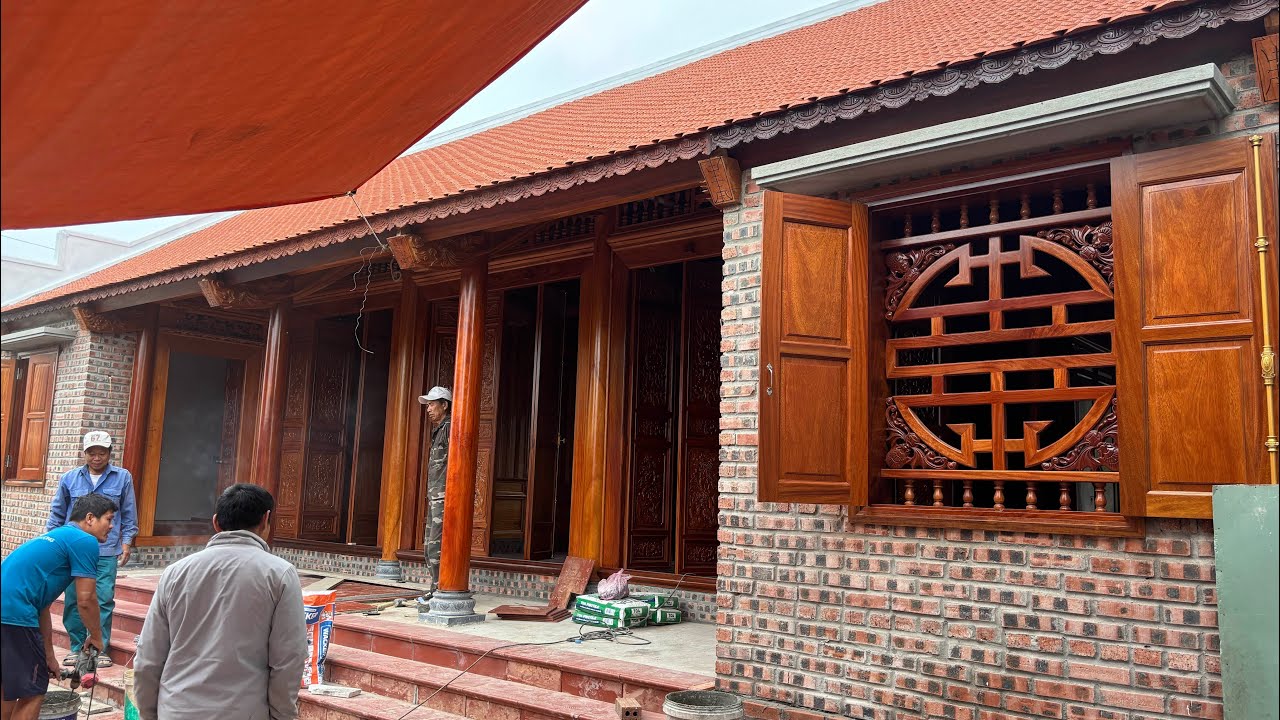 Bàn giao nhà xoan 3 gian 2 buồng kinh phí 650 phần gỗ hoàn thiện-0963177806