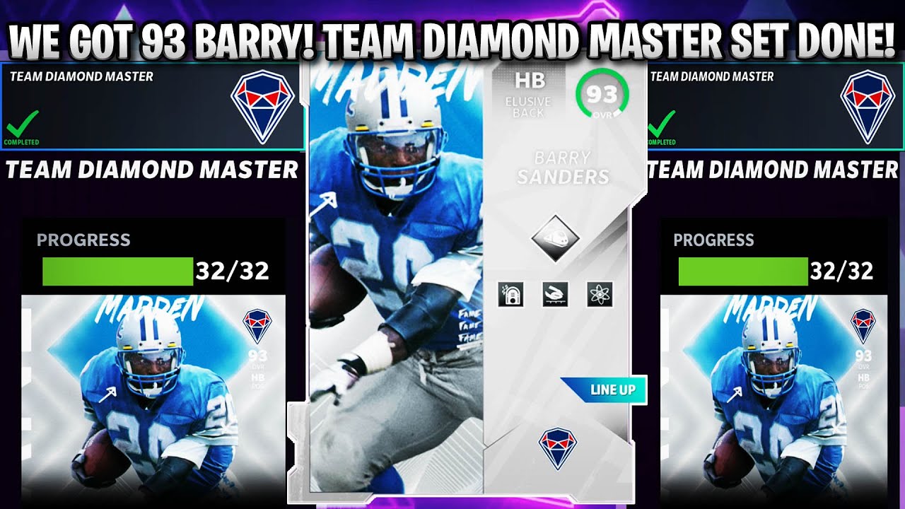 WE GOT 93 BARRY SANDERS! TEAM DIAMOND MASTER SET FINISHED! 93 TEAM DIAMOND MASTER BARRY! | MADDEN 21