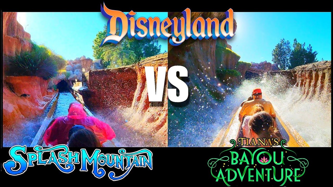 SPLASH MOUNTAIN vs. TIANA'S BAYOU ADVENTURE Disneyland Side by Side POV