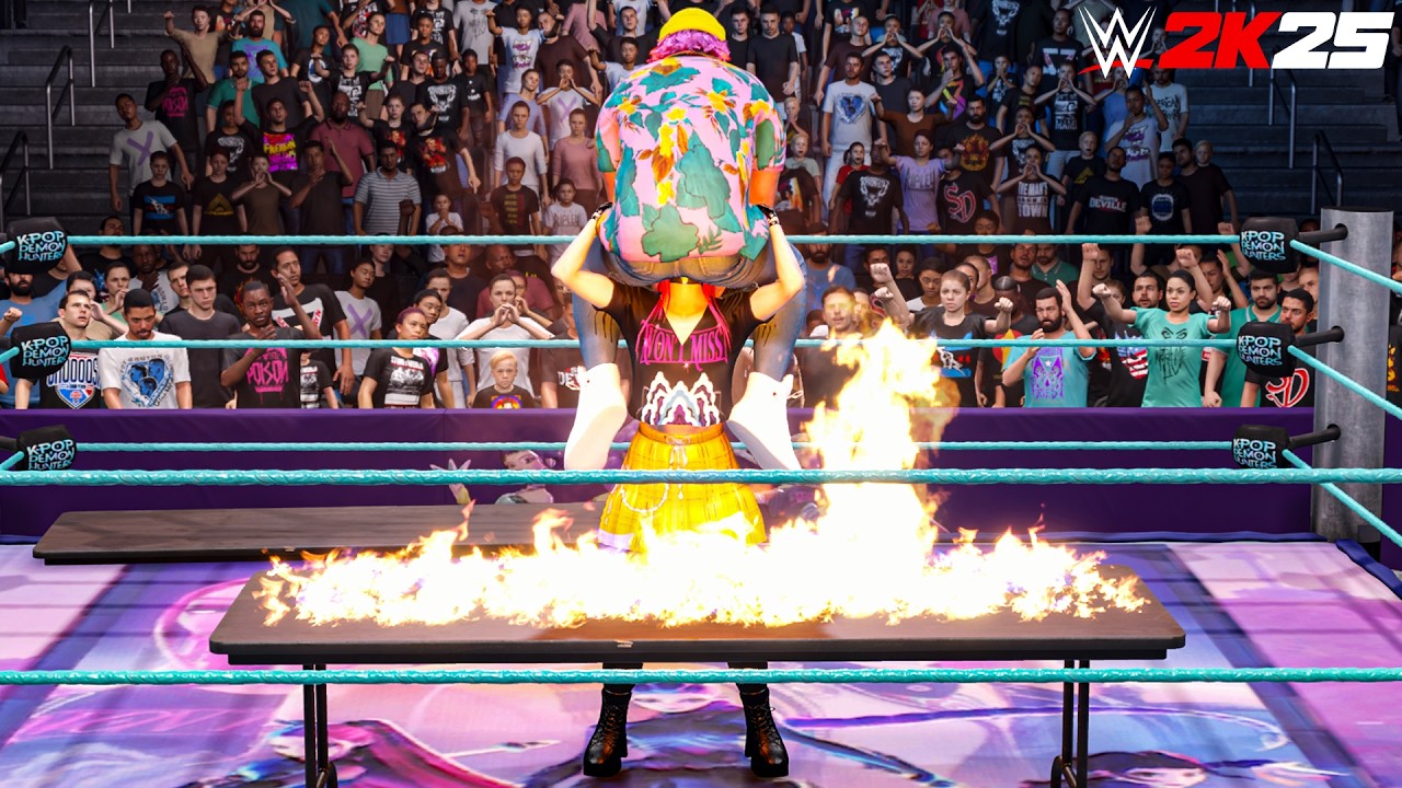 K-pop Demon Hunters - Mira vs Abby Table Match WWE 2K25