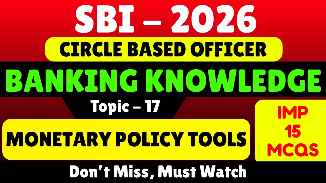 Monetary Policy Tools MCQS | SBI CBO 2026 Banking Awareness pdf Notes | SBI CBO 2026 PDF Notes