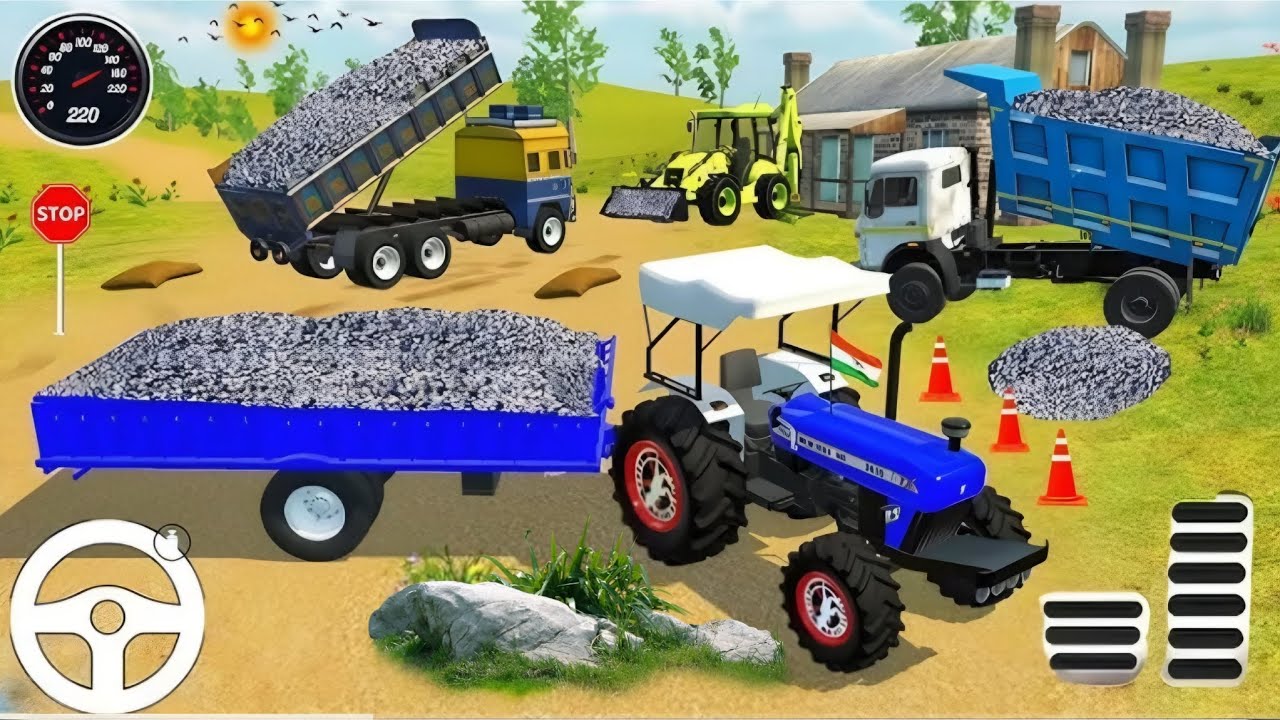 🚨Drive JCB and ⛲🪨 Uploading Stone 🏗️ from DumperTruck in Game #truck #jcb #trand#gameplay #cars