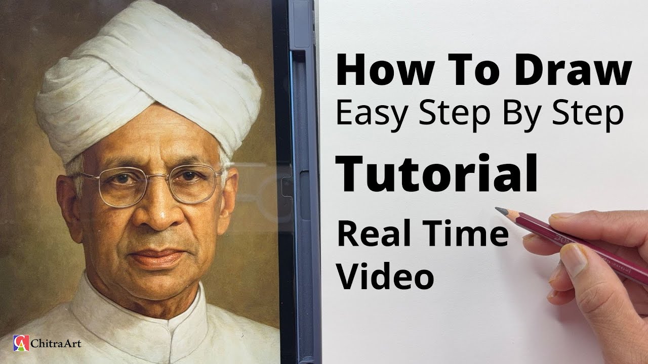 How To Draw Dr Sarvepalli Radhakrishnan Portrait Easy Step By Step, Teacher's Day 5 September 2025