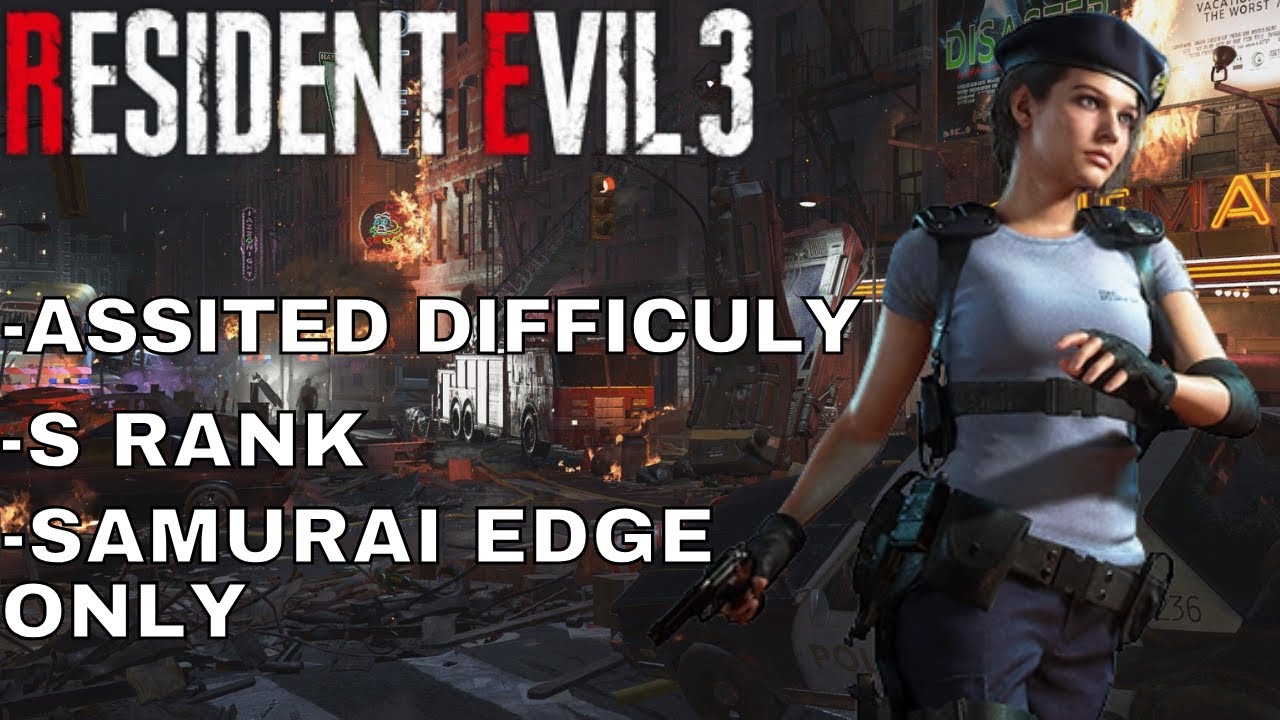 RESIDENT EVIL 3 REMAKE (PS4) SAMURAI EDGE ONLY S RANK SPEEDRUN (Assisted)