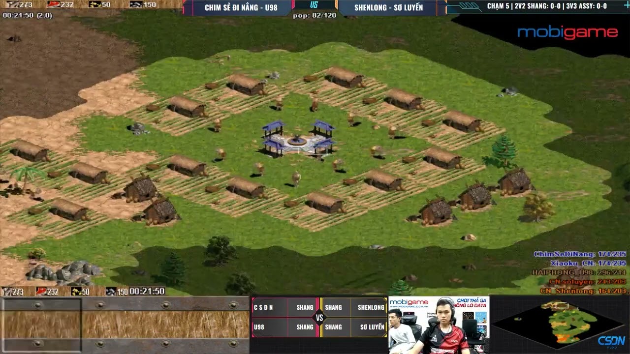 Chim Sẻ Đi Nắng - U98 vs ShenLong - Sơ Luyến | 2v2 Shang | 13/11/2023 #aoe #chimsedinang