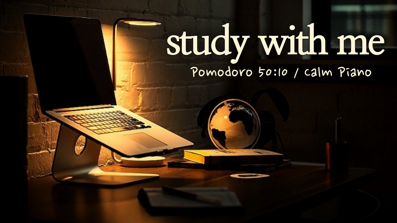 [ 50:10 ] 죄책감 없이 자고 싶다면? 마지막 1시간 study with me | 몰입을 도와줄 피아노곡 + 빗소리 ASMR | pomodoro