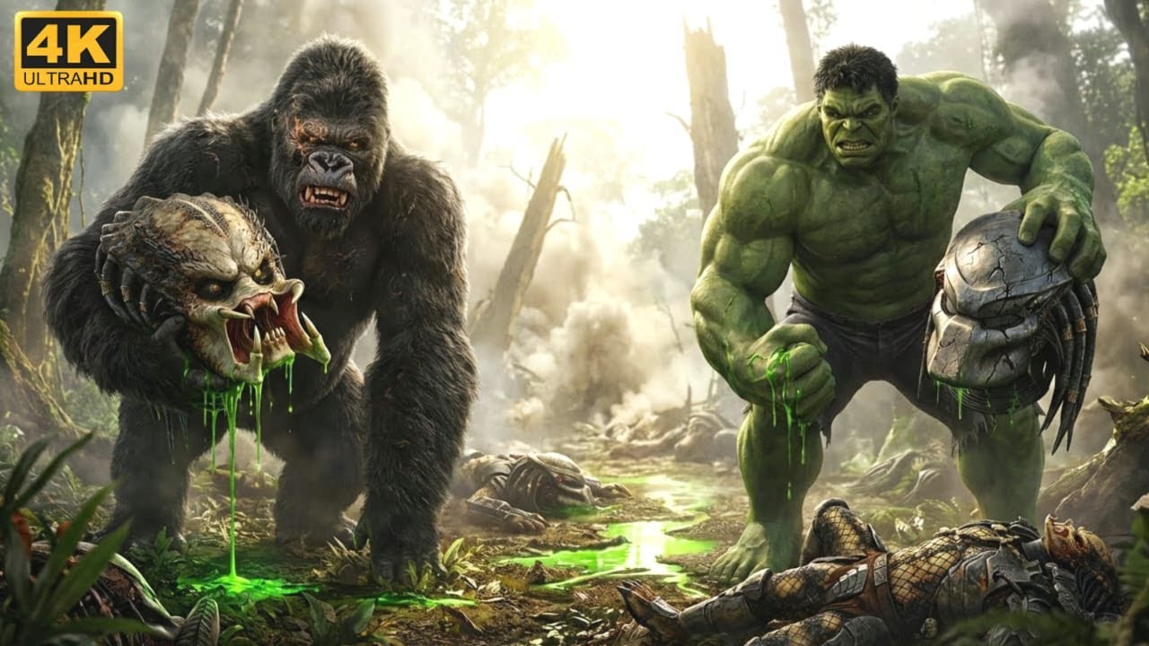 King Kong and Hulk SMASH Predator in EPIC Monster Battle