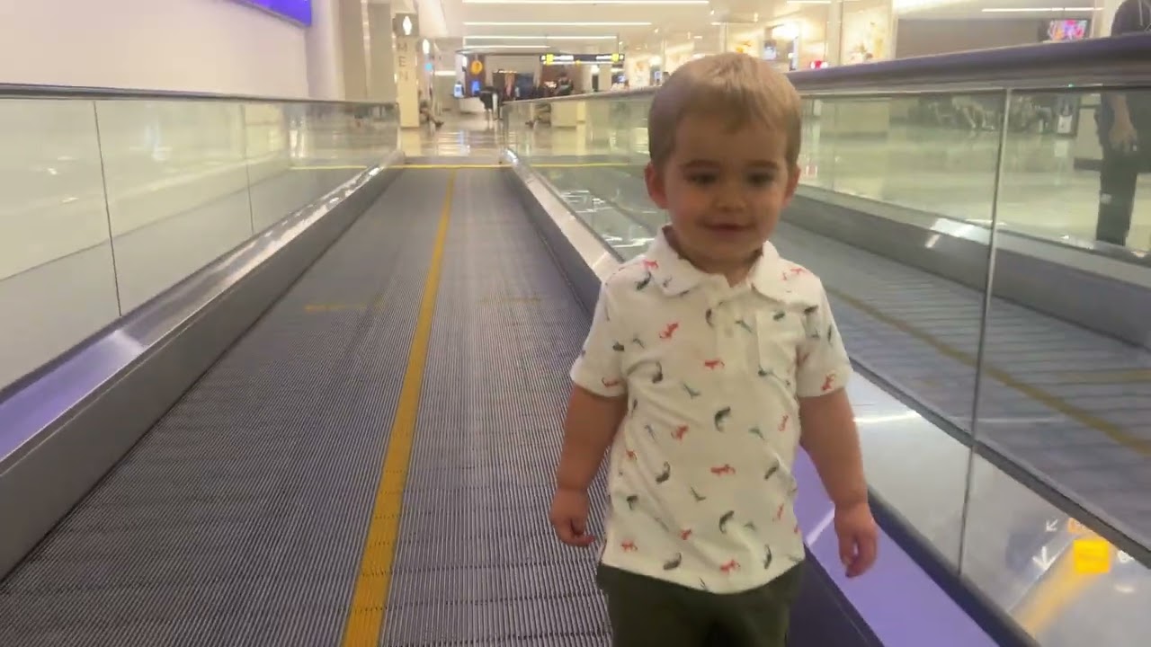 Henry’s first time on moving walkway