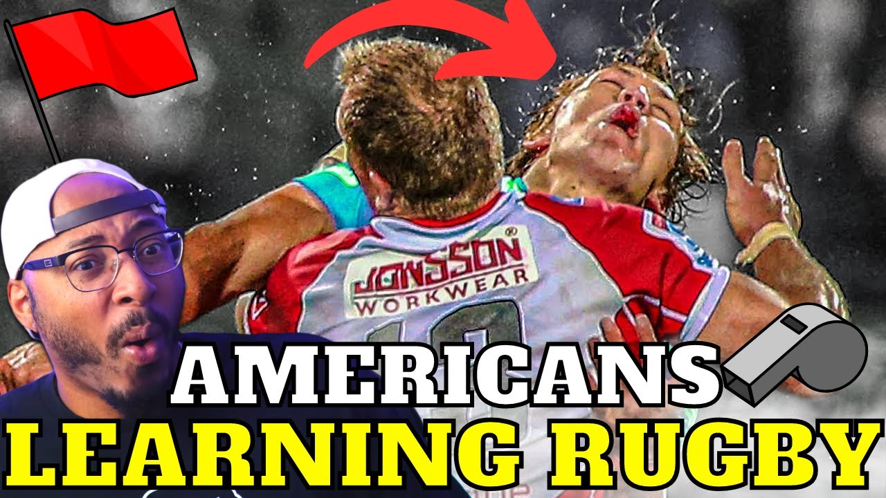 AMERICANS LEARN RUGBY IN 10 MINUTES! (HARD HITS) Reaction