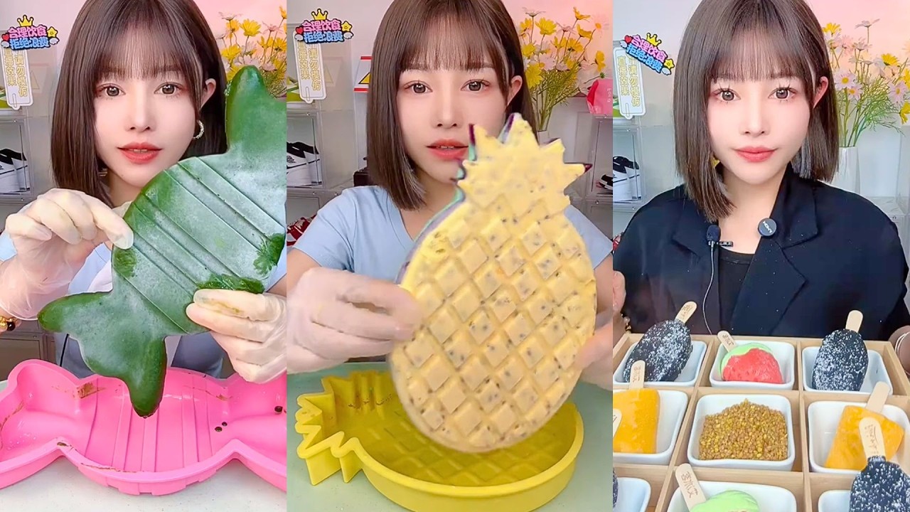 Leaf Jelly, Pineapple Waffle Dessert, and Coated Ice Cream Bars