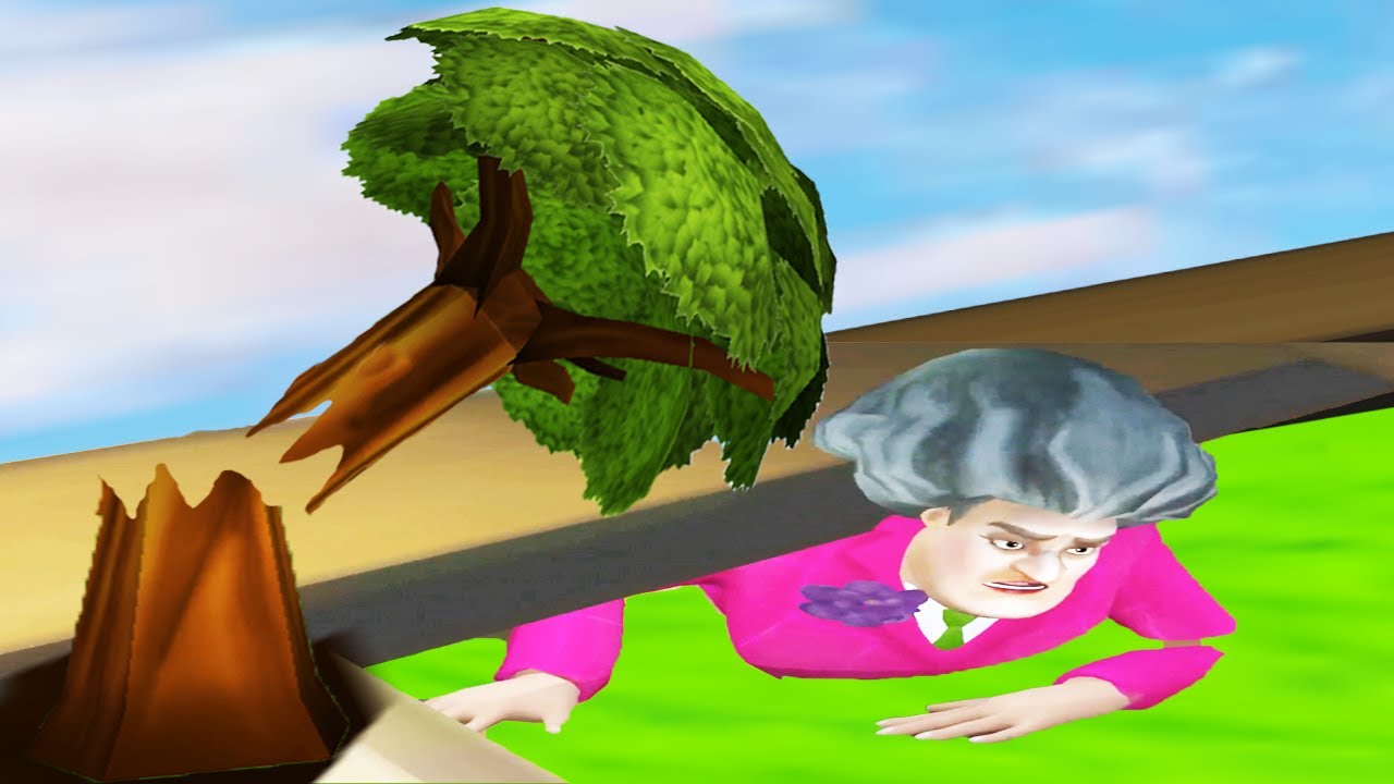 ÇATLAK ÖĞRETMEN AĞAÇTAN DÜŞTÜ Scary Teacher 3D Oyunu