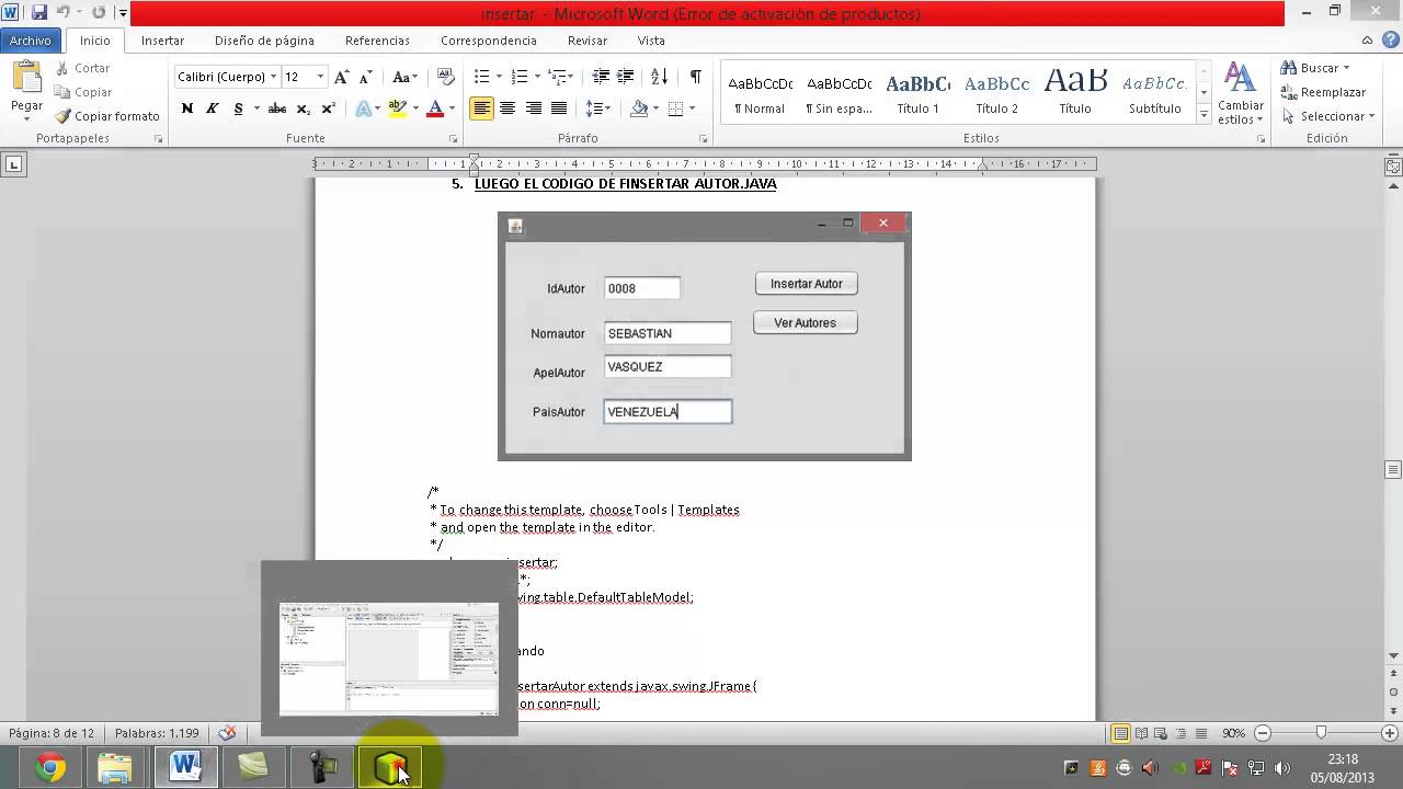 Insertar registros desde netbeans a Oracle
