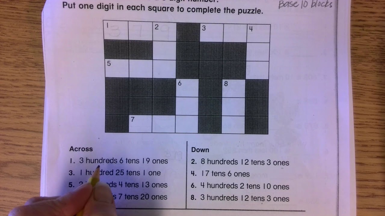 Cross Number Puzzle, Lesson 2.8
