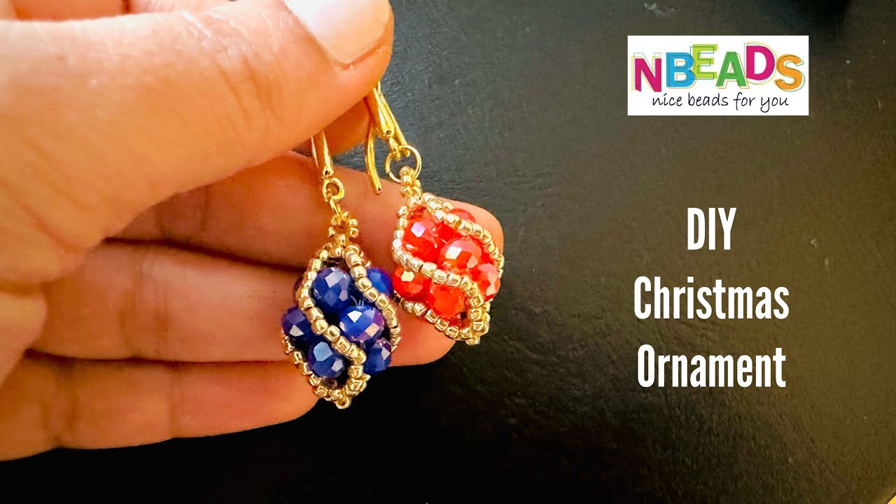 Beaded Christmas Ornament || Christmas Ornament earrings || Nbeads Tutorial ||Rondelle earring