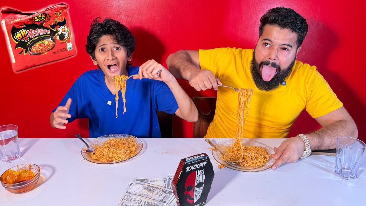 SPICY RAMEN NOODLES CHALLENGE LOSER WILL EAT JOLOCHIP