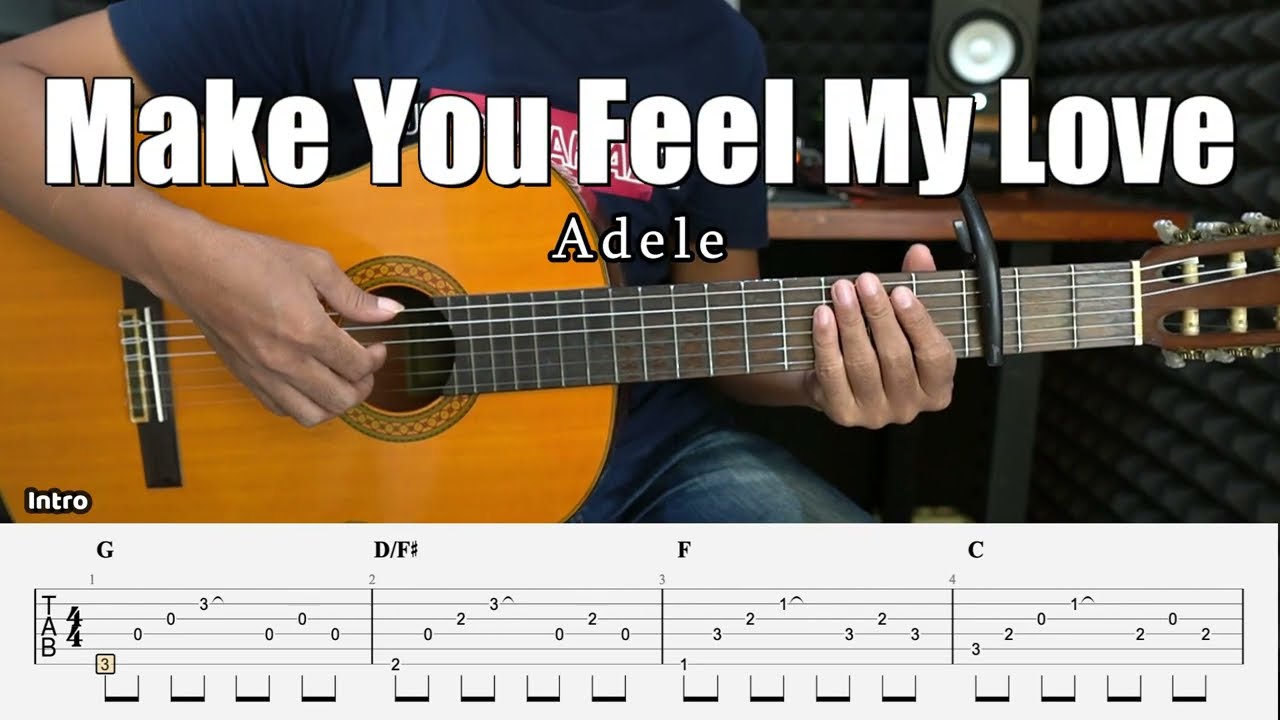Make You Feel My Love - Adele - Fingerstyle Guitar Tutorial + TAB & Lyrics