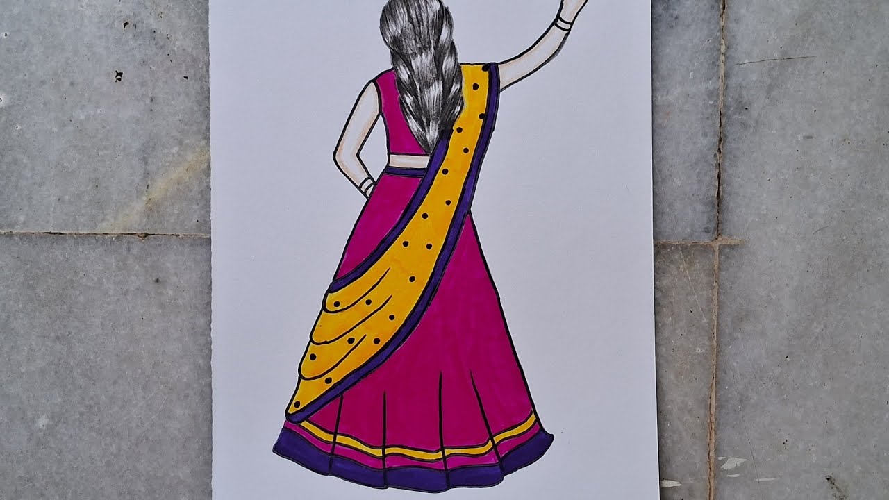 Easy girl drawing with lehenga #easy #girl#drawing#with#lehenga 