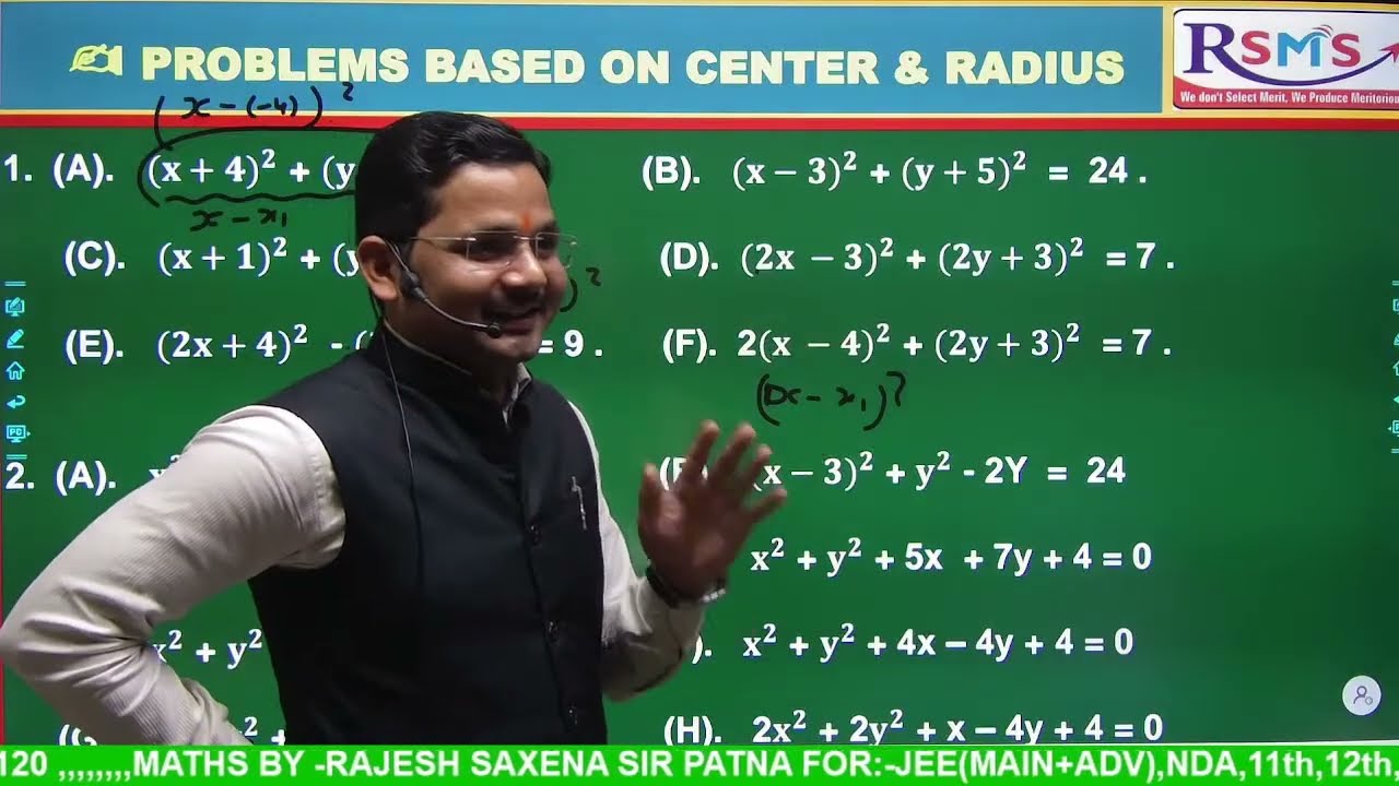 Definition of circle -1, by- Rajesh saxena sir l Find center andar radius#jeemath