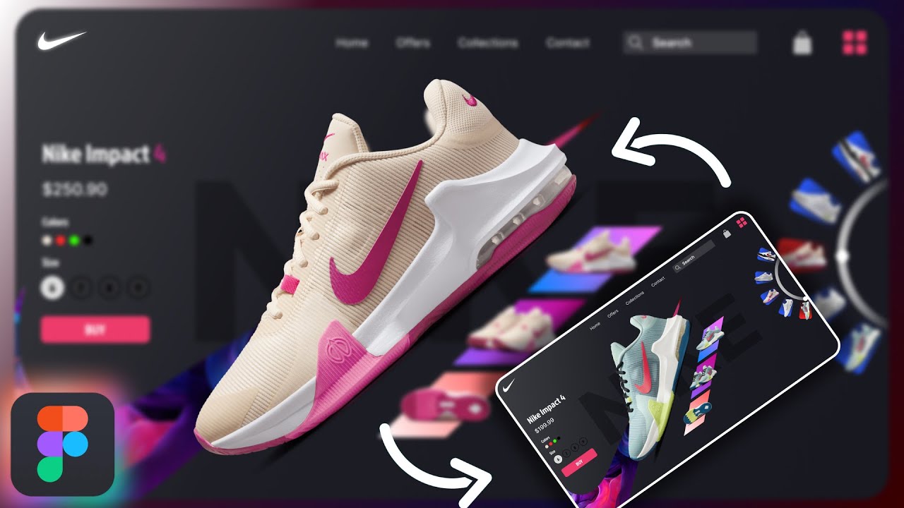 Figma UI Design for Beginners | 3D Carousel Interactive Nike Shoes Website UI Design with Prototype