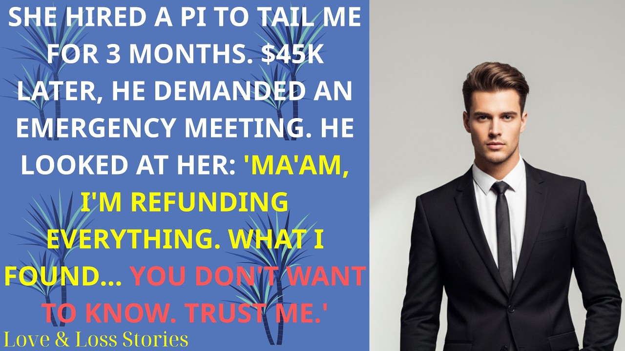 She Hired A PI To Tail Me For 3 Months  $45k Later, He Demanded An Emergency Meeting  Narrated Story